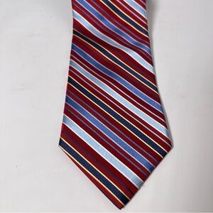 Tommy Hilfiger Men’s Silk Tie Red, Navy, Light Blue, Silver Stripe & Houndstooth
